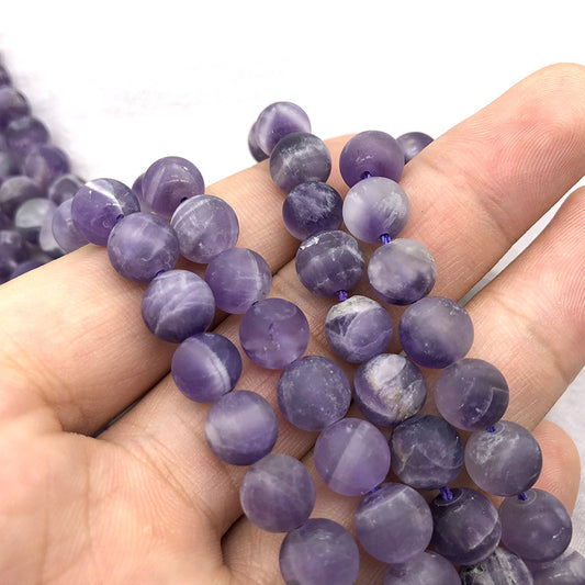 Matte Frosted Dream Stripe Dogtooth Amethyst Loose Beads