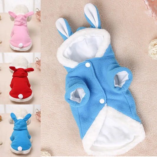 Hooded Coat Clothing for Dogs Fleece Cat Puppy Easter Bunny Pet Dog Costume Clothes Warm Rabbit Dressing Up Outfit  J2Y