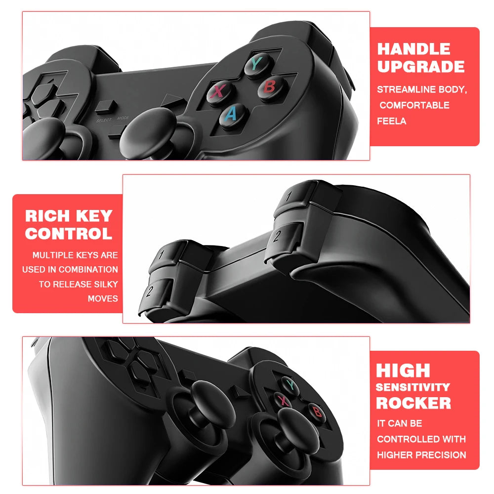 GD10 Video Game Stick 4K Console 2.4G Double Wireless Controller 40000 Games 128GB Retro Games for TV Boy Christmas Gift
