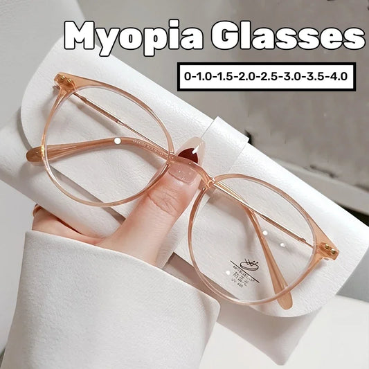 Luxury Men Women Myopia Glasses Blue Light Blocking Minus Diopter Glasses Unisex Ladies Fashion Trendy Near Sight Eyeglasses