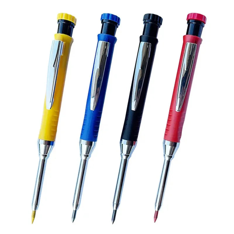 Solid Carpenter Pencil Set Carpenter Scribing Deep Mouth Marking Tool with Filler Lead and Built-in Sharpener Marking Pencil